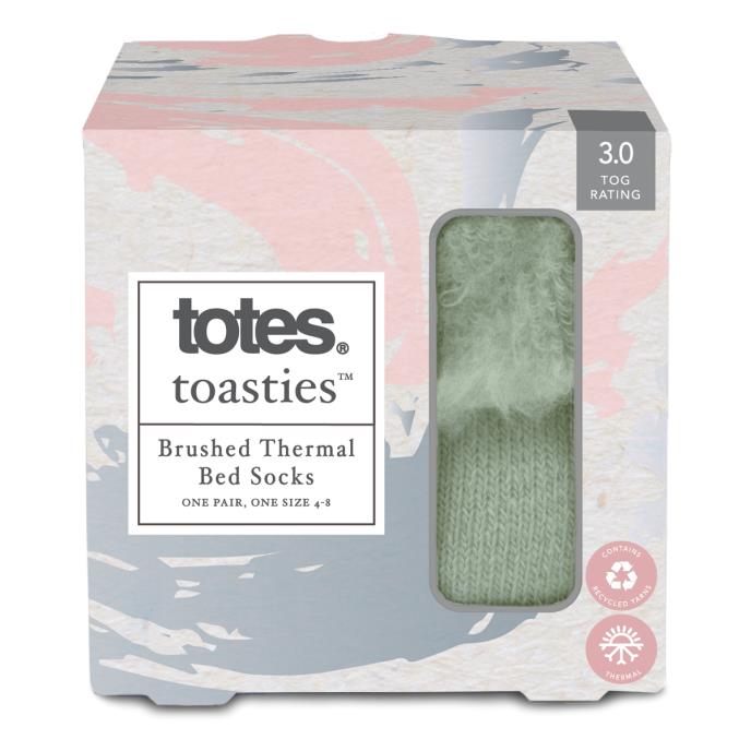 totes toasties® Ladies Recycled Brushed Thermal Bed Socks Sage Extra Image 4